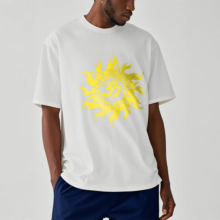 Buddha Stones OM Mantra Sanskrit Gold Sun Tee T-Shirt - image 6