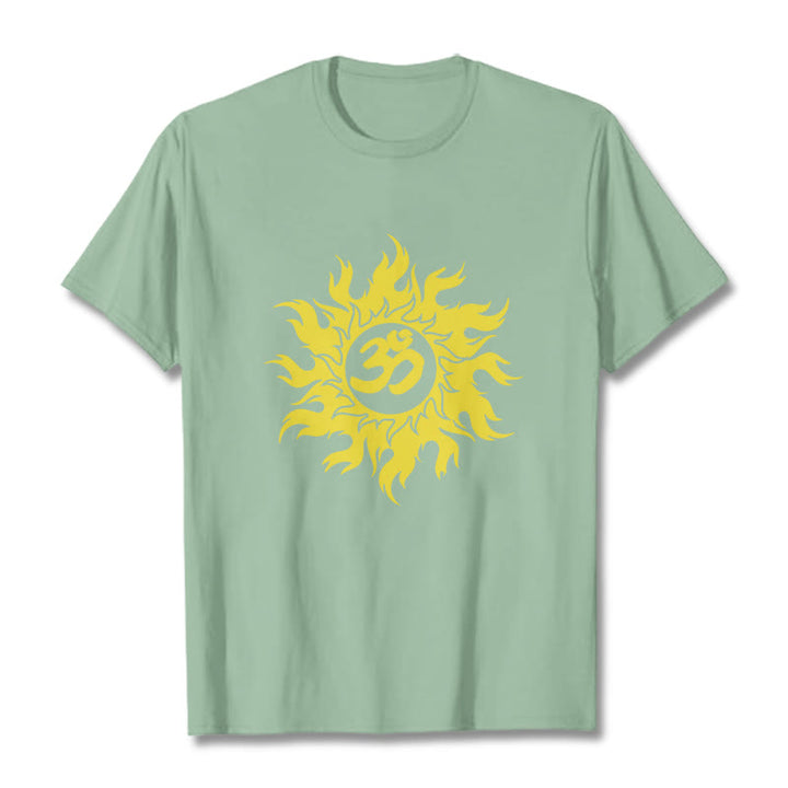 Buddha Stones OM Mantra Sanskrit Gold Sun Tee T-Shirt - Hellgrün - 2XL - image 14