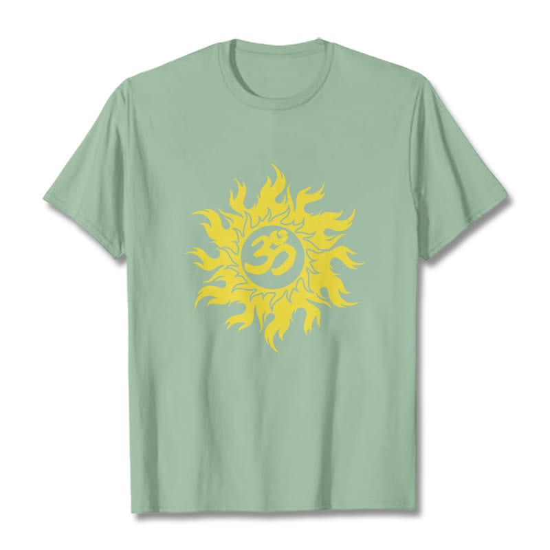 Buddha Stones OM Mantra Sanskrit Gold Sun Tee T-Shirt - Blassgrün - 2XL - image 15