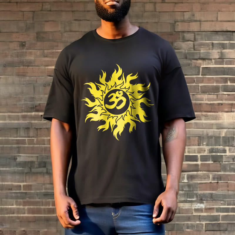 Buddha Stones OM Mantra Sanskrit Gold Sun Tee T-Shirt - image 3
