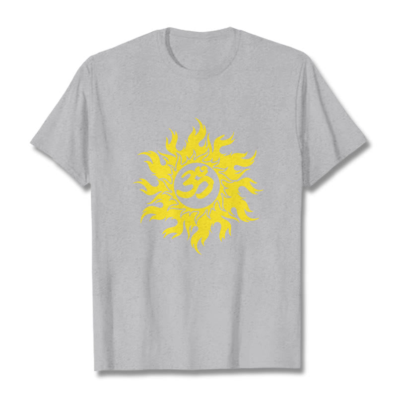 Buddha Stones OM Mantra Sanskrit Gold Sun Tee T-Shirt - Hellgrau - 2XL - image 19
