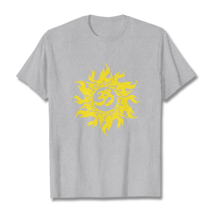 Buddha Stones OM Mantra Sanskrit Gold Sun Tee T-Shirt - Hellgrau - 2XL - image 19