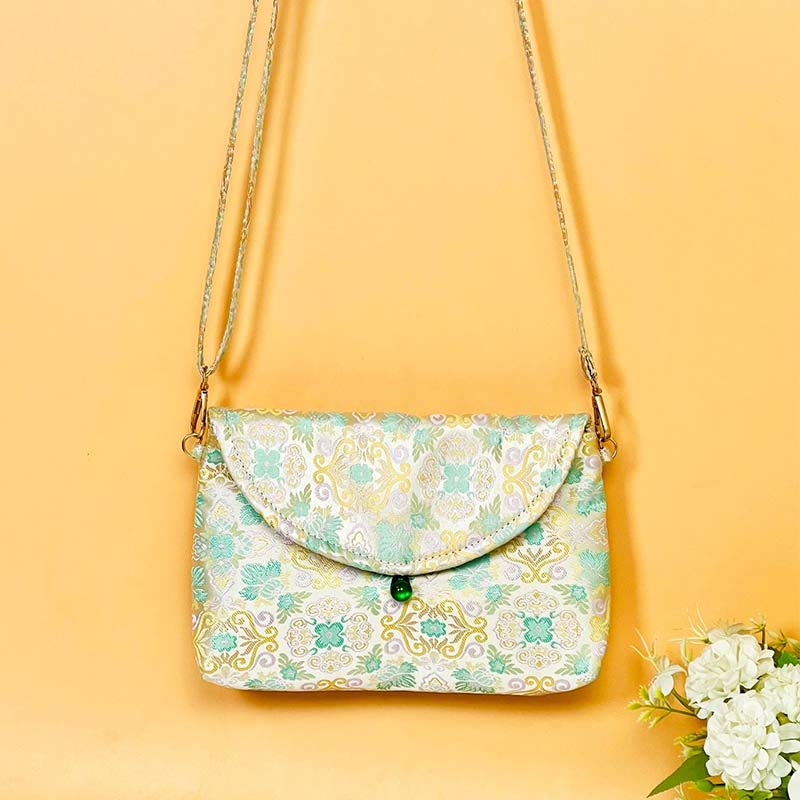 Buddha Stones Retro Blumen Muster Polyester Baumwolle Stickerei Umhängetasche Hangbags
