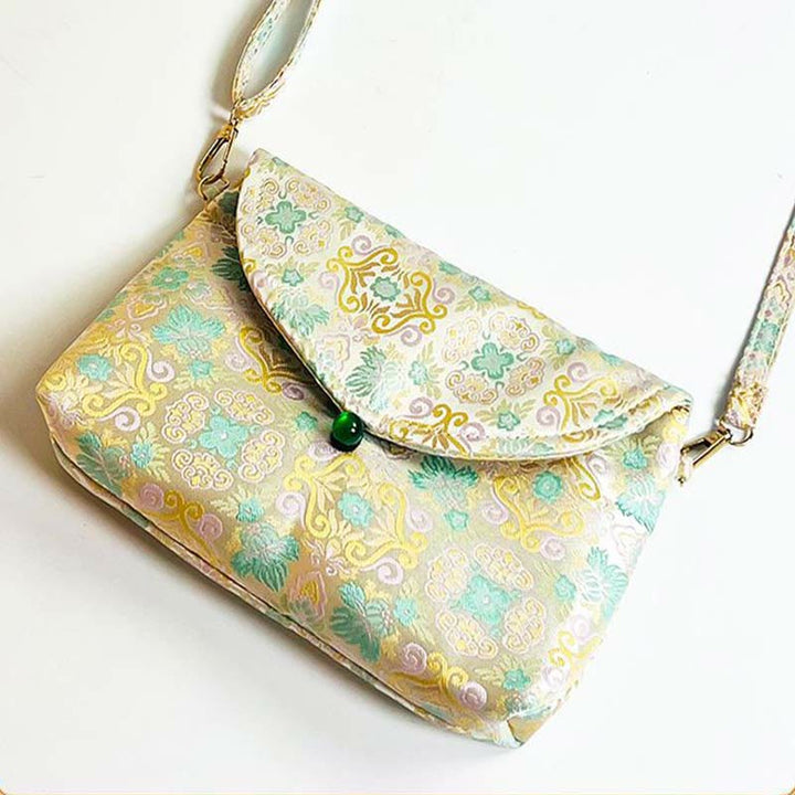 Buddha Stones Retro Blumen Muster Polyester Baumwolle Stickerei Umhängetasche Hangbags
