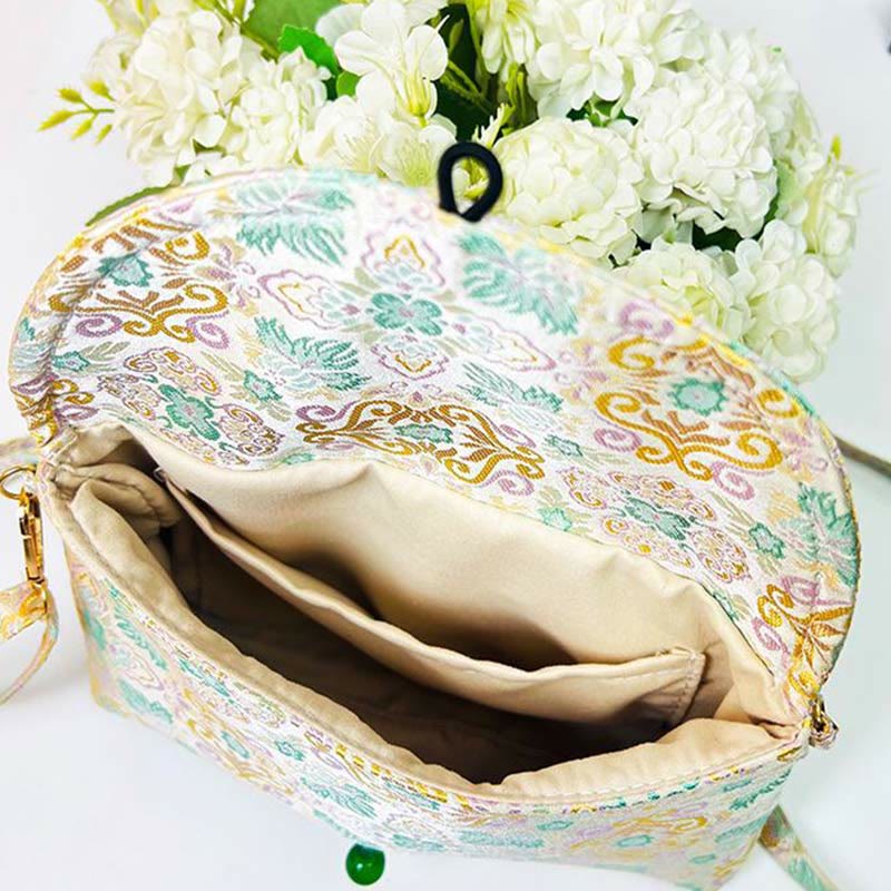 Buddha Stones Retro Blumen Muster Polyester Baumwolle Stickerei Umhängetasche Hangbags