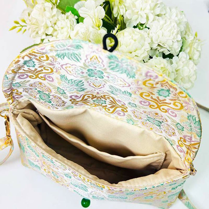 Buddha Stones Retro Blumen Muster Polyester Baumwolle Stickerei Umhängetasche Hangbags