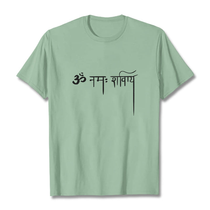 Buddha Stones Sanskrit Namah Shivaya T-Shirt - Blassgrün - 2XL - image 15