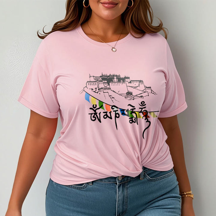 Buddha Stones ​​Potala Palast Om Mani Padme Hum Gebetsfahnen Baumwolle T T-shirt - image 20