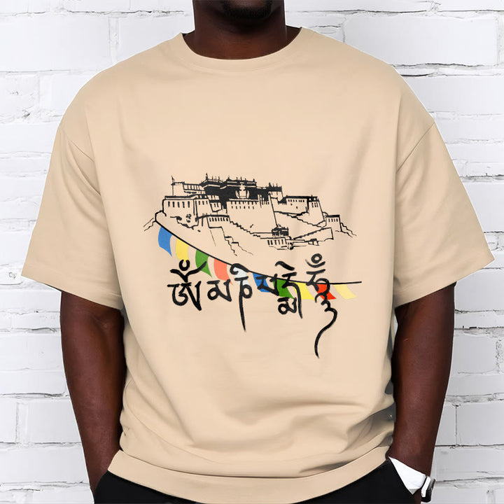 Buddha Stones ​​Potala Palast Om Mani Padme Hum Gebetsfahnen Baumwolle T T-shirt - image 11