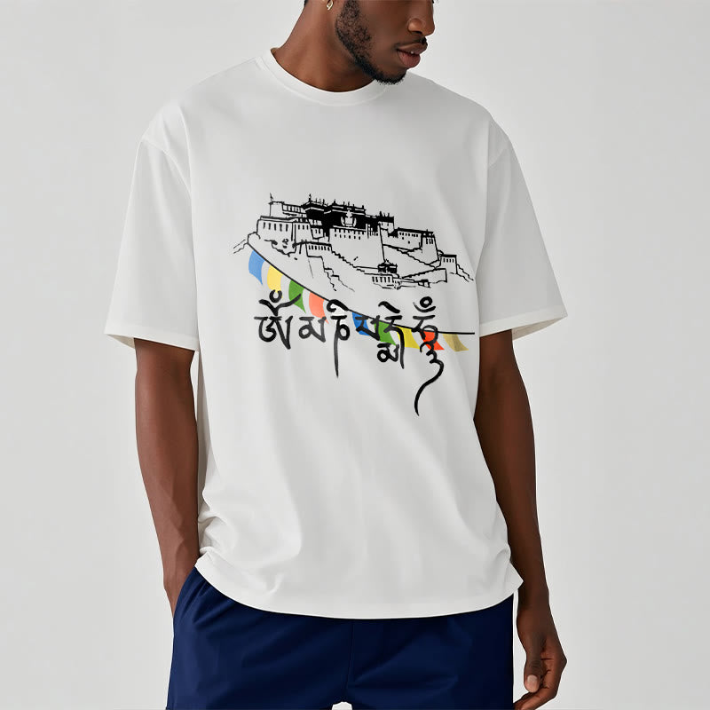 Buddha Stones ​​Potala Palast Om Mani Padme Hum Gebetsfahnen Baumwolle T T-shirt - image 12