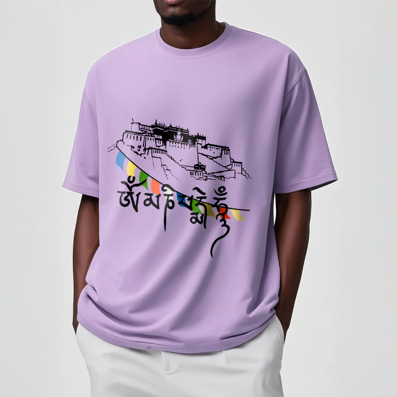 Buddha Stones ​​Potala Palast Om Mani Padme Hum Gebetsfahnen Baumwolle T T-shirt - image 18