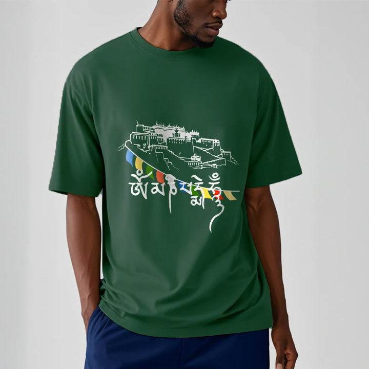 Buddha Stones ​​Potala Palast Om Mani Padme Hum Gebetsfahnen Baumwolle T T-shirt - image 4