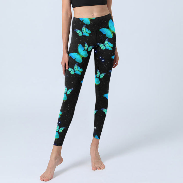 Buddha Stones Butterfly Starlight Print Übungsleggings Damen Yogahose - image 5