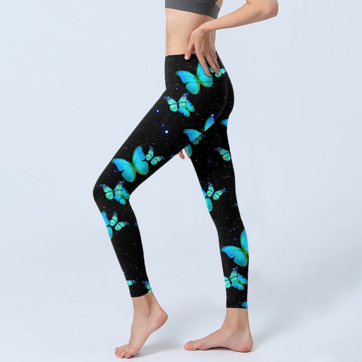 Buddha Stones Butterfly Starlight Print Übungsleggings Damen Yogahose - image 2