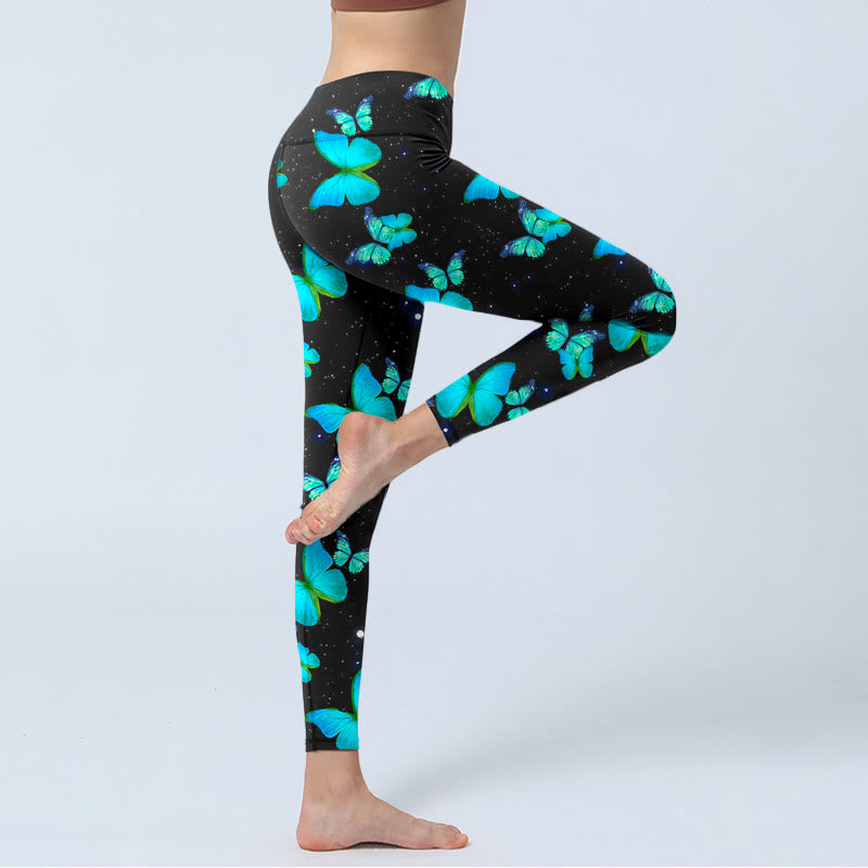 Buddha Stones Butterfly Starlight Print Übungsleggings Damen Yogahose - image 5