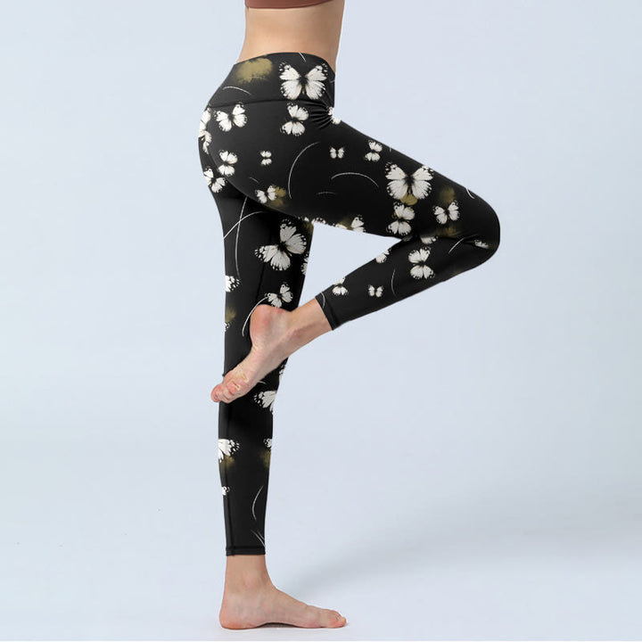 Buddha Stones Weiße Schmetterlings-Sternenlicht-Druck-Übungs-Leggings für Damen-Yogahose - image 5