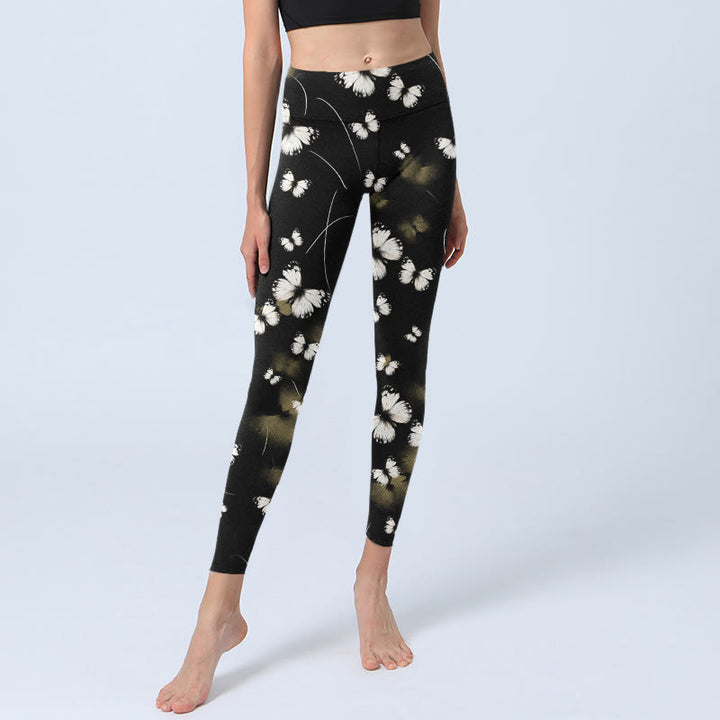 Buddha Stones Weiße Schmetterlings-Sternenlicht-Druck-Übungs-Leggings für Damen-Yogahose - image 7