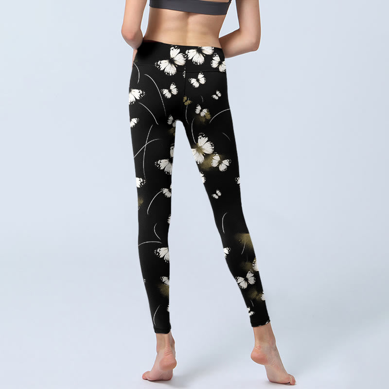 Buddha Stones Weiße Schmetterlings-Sternenlicht-Druck-Übungs-Leggings für Damen-Yogahose - image 6