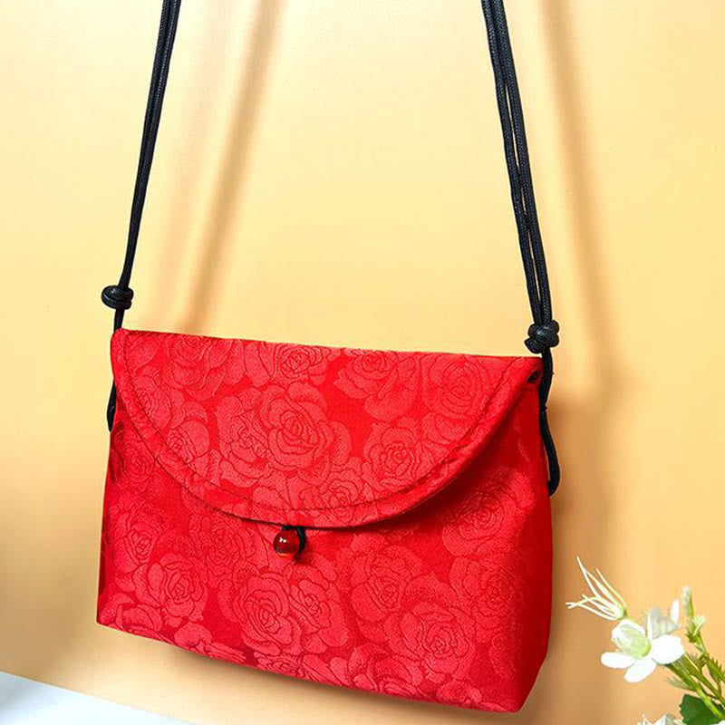 Buddha Stones Retro Blumen Muster Polyester Baumwolle Stickerei Umhängetasche Hangbags