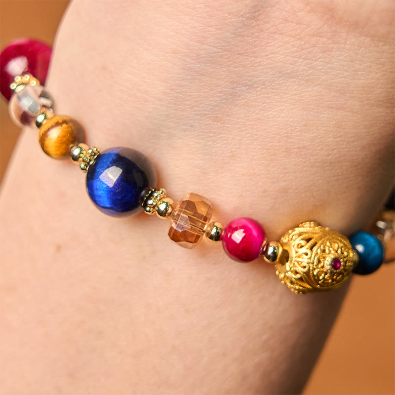 Buddha Stones Armband mit Gewichtsausgleich aus natürlich gefärbtem Tigerauge