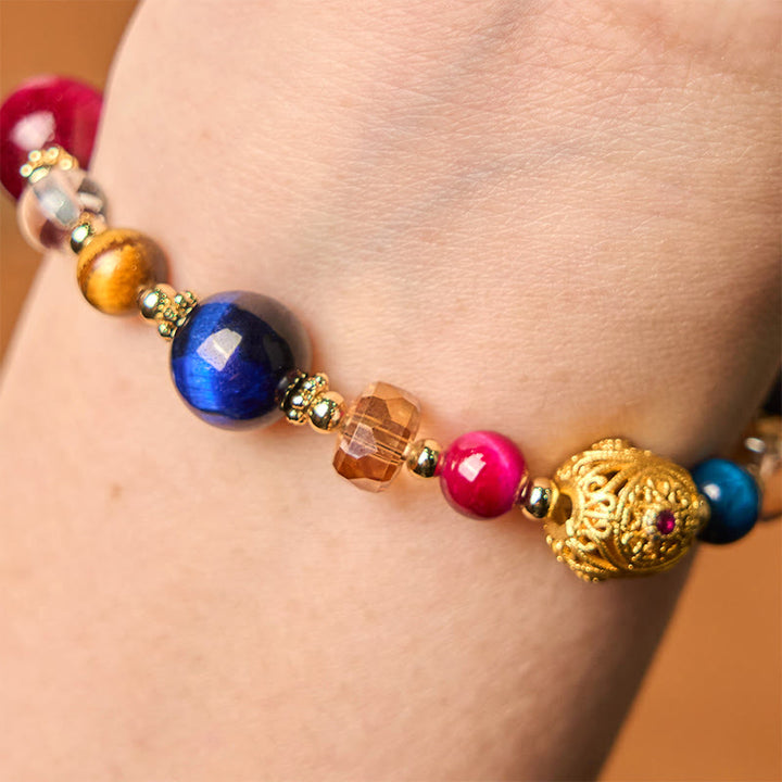 Buddha Stones Armband mit Gewichtsausgleich aus natürlich gefärbtem Tigerauge