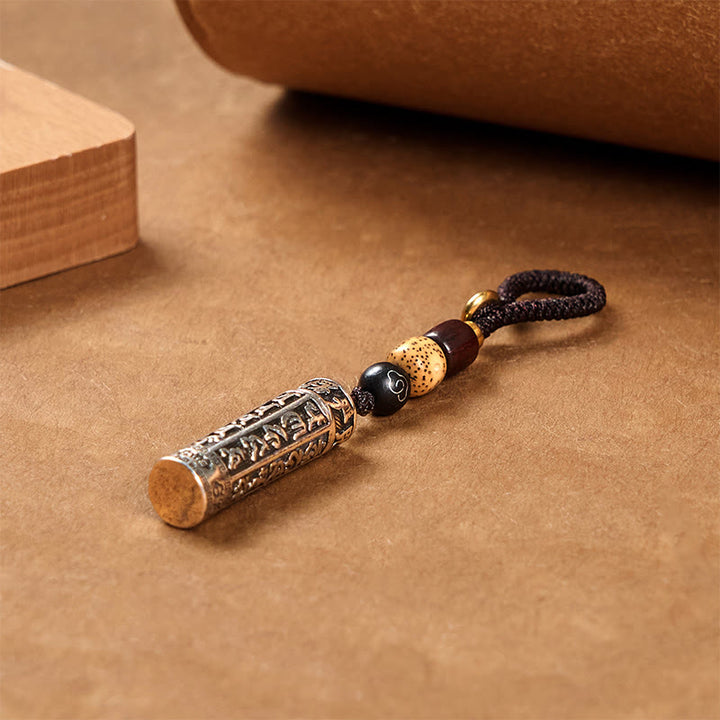 Buddha Stones Tibetisches Om Mani Padme Hum Shurangama Mantra Vajra Muster Kupfer Reinheit Schlüsselanhänger - image 2