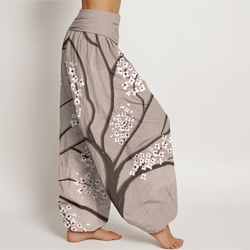 Buddha Stones Lässige Haremshose für Damen mit Pflaumenblüten-Zweigmuster und elastischer Taille - image 7
