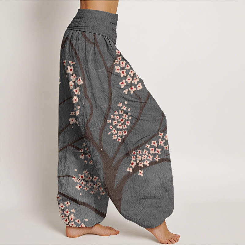 Buddha Stones Lässige Haremshose für Damen mit Pflaumenblüten-Zweigmuster und elastischer Taille - image 10