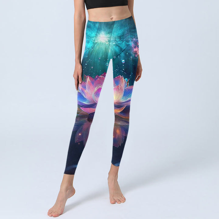 Buddha Stones, Farbverlauf, Lotus-Wasserblasen-Muster, Druck, Fitnessstudio-Leggings, Damen-Yogahose - image 6