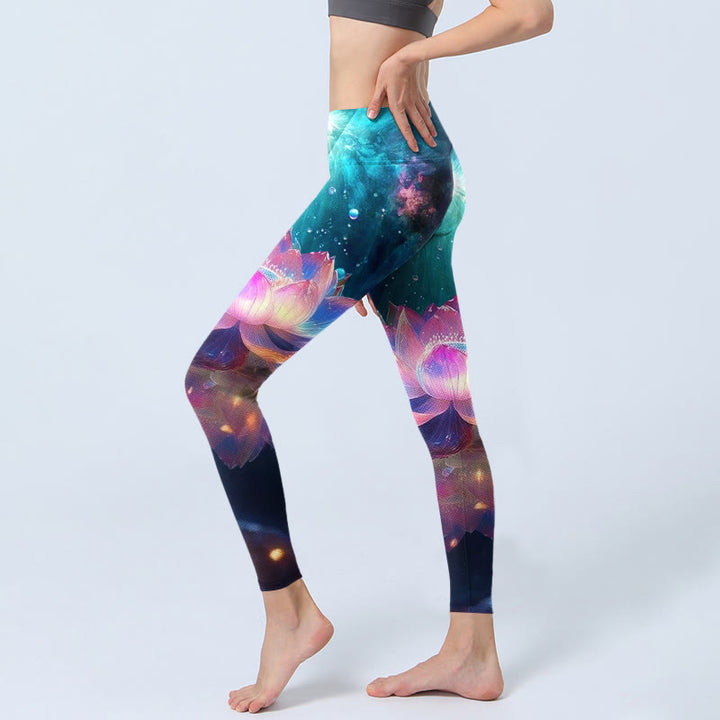 Buddha Stones, Farbverlauf, Lotus-Wasserblasen-Muster, Druck, Fitnessstudio-Leggings, Damen-Yogahose - image 3