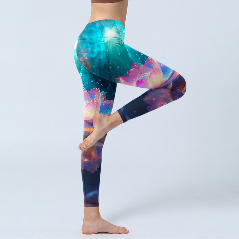 Buddha Stones, Farbverlauf, Lotus-Wasserblasen-Muster, Druck, Fitnessstudio-Leggings, Damen-Yogahose - image 3