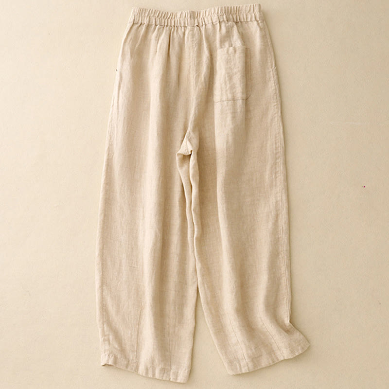Buddha Stones Lässige, schlichte Haremshose mit Froschknopf-Design, Länge 7–8, Baumwolle und Leinen, für Damen, mit Taschen - image 8