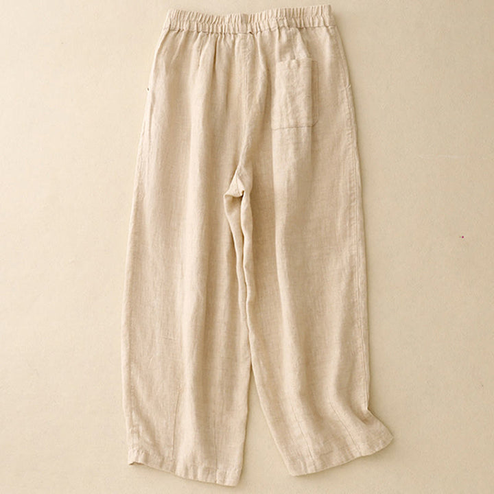 Buddha Stones Lässige, schlichte Haremshose mit Froschknopf-Design, Länge 7–8, Baumwolle und Leinen, für Damen, mit Taschen - image 8