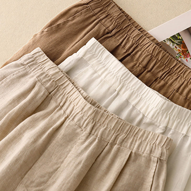 Buddha Stones Lässige, schlichte Haremshose mit Froschknopf-Design, Länge 7–8, Baumwolle und Leinen, für Damen, mit Taschen - image 20