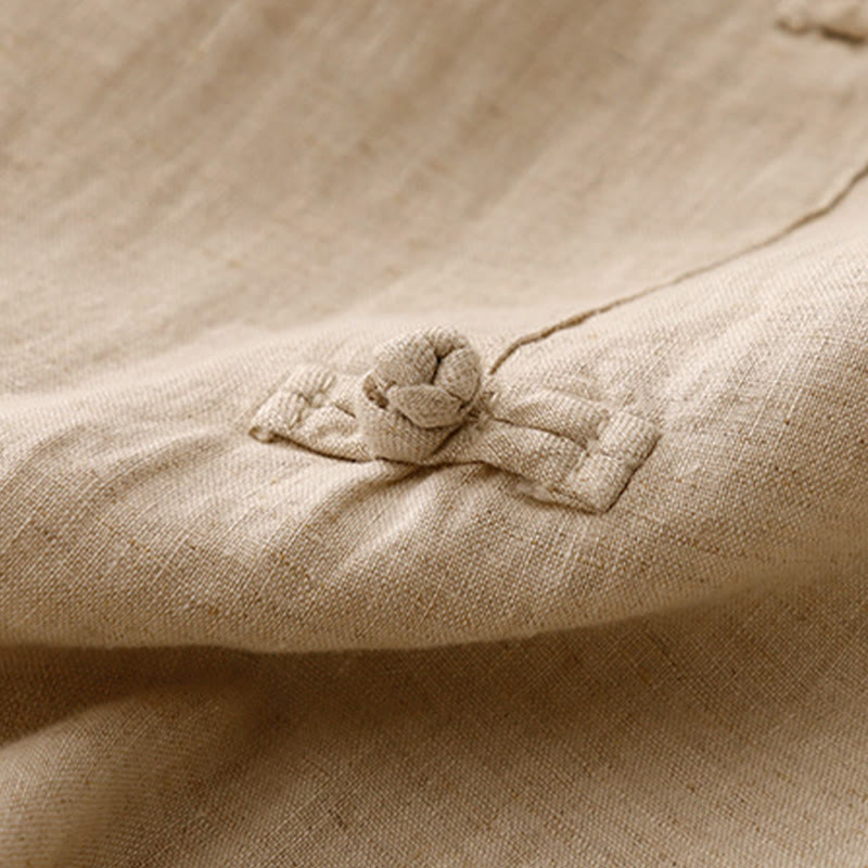 Buddha Stones Lässige, schlichte Haremshose mit Froschknopf-Design, Länge 7–8, Baumwolle und Leinen, für Damen, mit Taschen - image 14