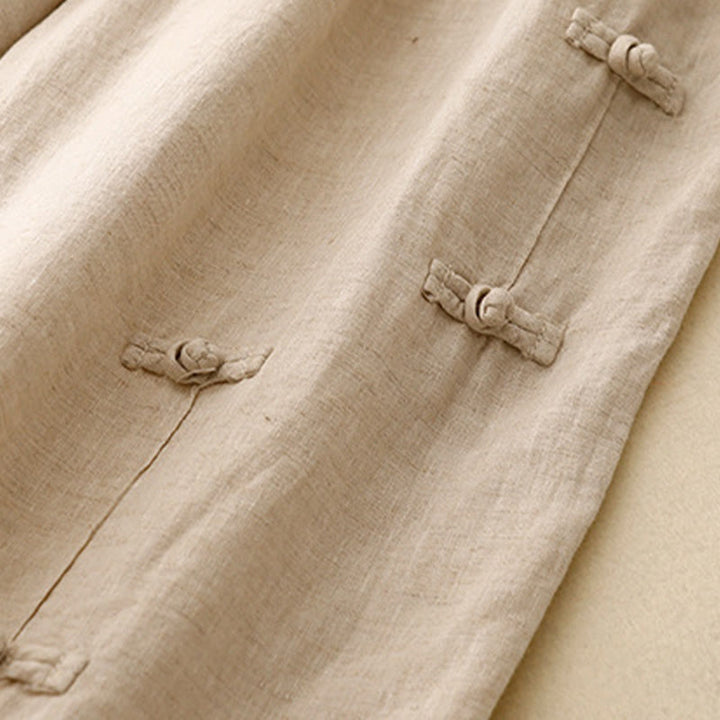 Buddha Stones Lässige, schlichte Haremshose mit Froschknopf-Design, Länge 7–8, Baumwolle und Leinen, für Damen, mit Taschen - image 10