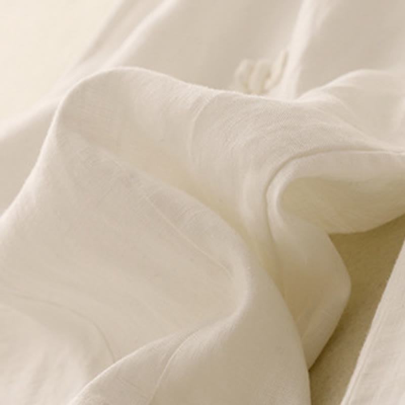 Buddha Stones Lässige, schlichte Haremshose mit Froschknopf-Design, Länge 7–8, Baumwolle und Leinen, für Damen, mit Taschen - image 5