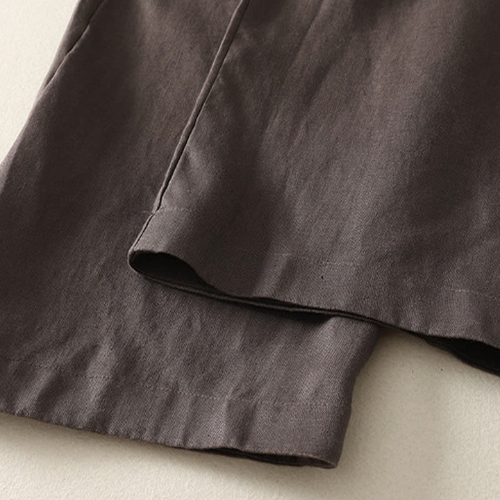 Buddha Stones Daily Plain Simple Design Baumwoll-Leinen-Damenhose mit Taschen