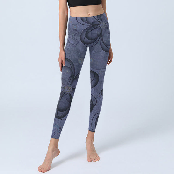 Buddha Stones Abstrakte Blütenblätter Musterdruck Gym Leggings Damen Yogahose - image 6