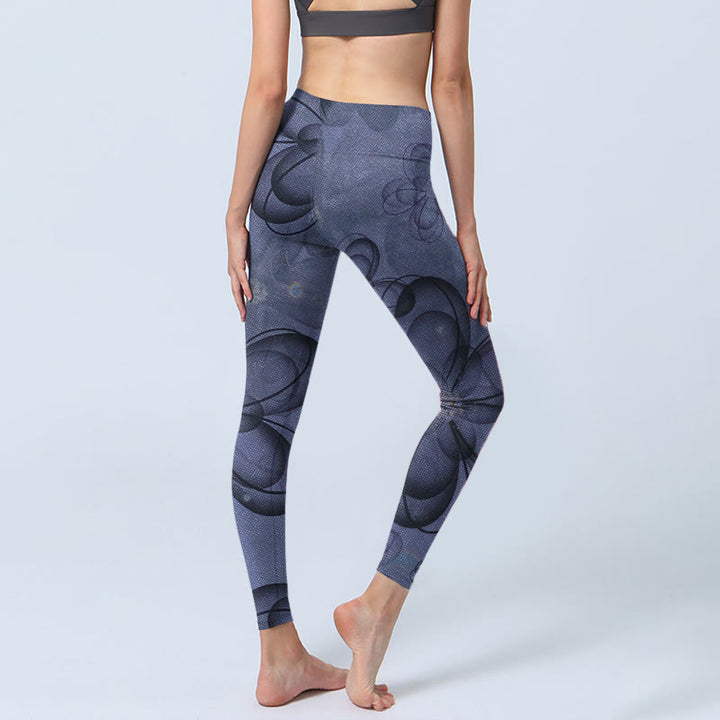 Buddha Stones Abstrakte Blütenblätter Musterdruck Gym Leggings Damen Yogahose - image 4