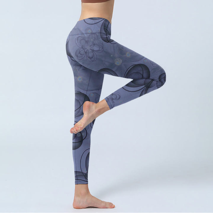 Buddha Stones Abstrakte Blütenblätter Musterdruck Gym Leggings Damen Yogahose - image 4