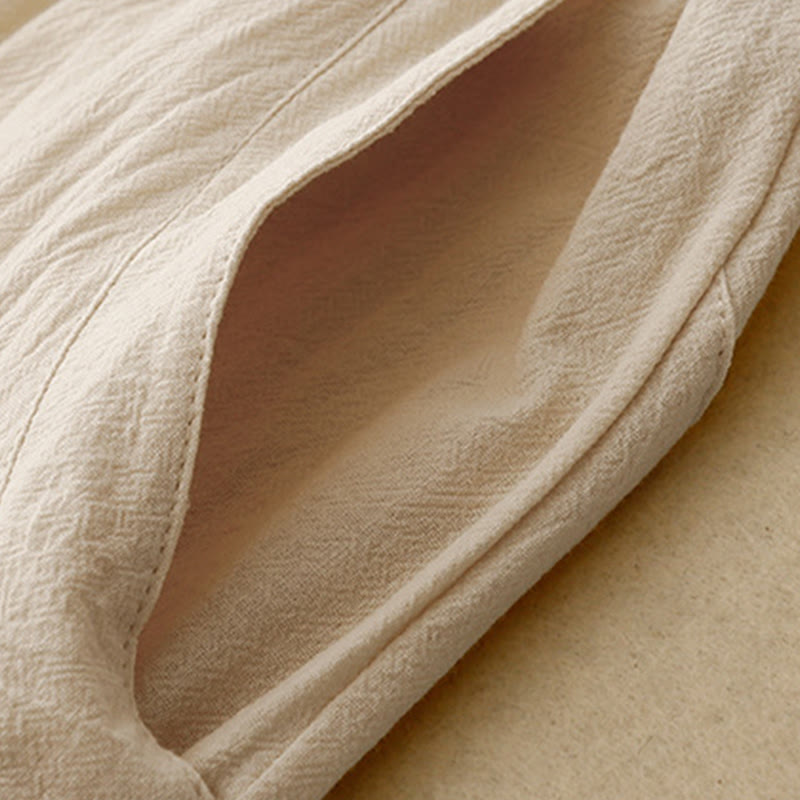 Buddha Stones Daily Plain Elastischer Bund Baumwollleinen Damenhose mit Taschen - image 14