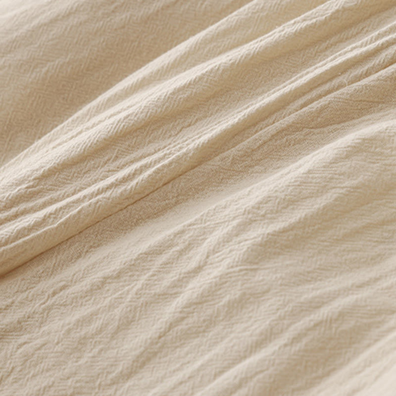 Buddha Stones Daily Plain Elastischer Bund Baumwollleinen Damenhose mit Taschen - image 12