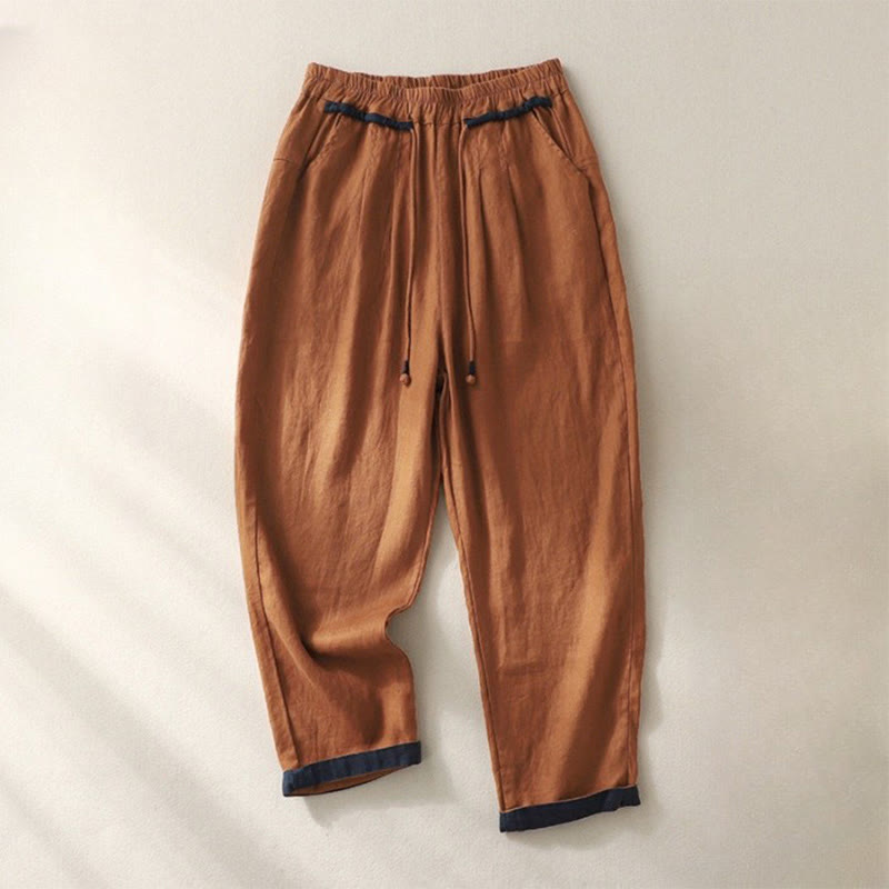 Buddha Stones – Vielseitige Haremshose mit kontrastierendem Farbdesign und Kordelzug in der Länge 7–8 für Damen mit Taschen - Schokolade - US14， UK/AU18，EU46 (4XL) - image 17