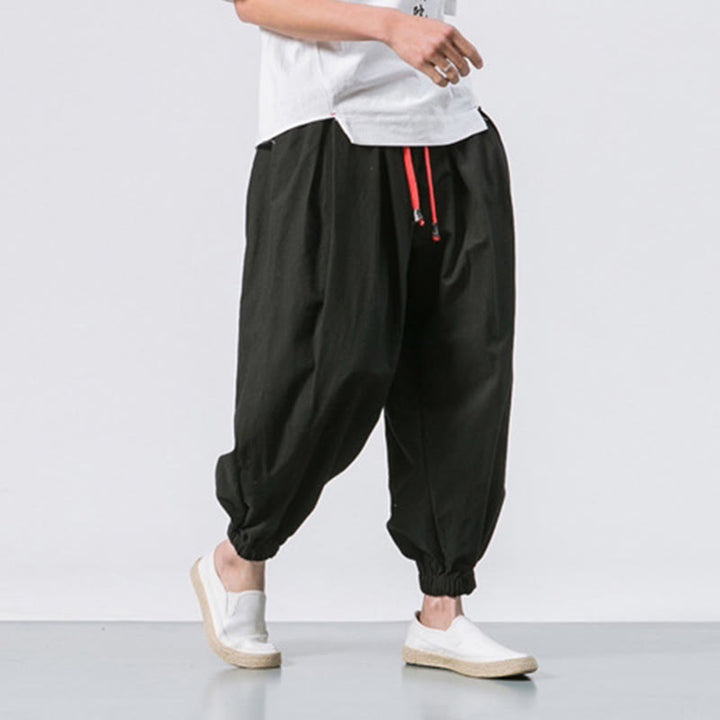 Buddha Stones Casual Sports Herren Einfarbige Baumwollhose mit Kordelzug und Taschen - image 5