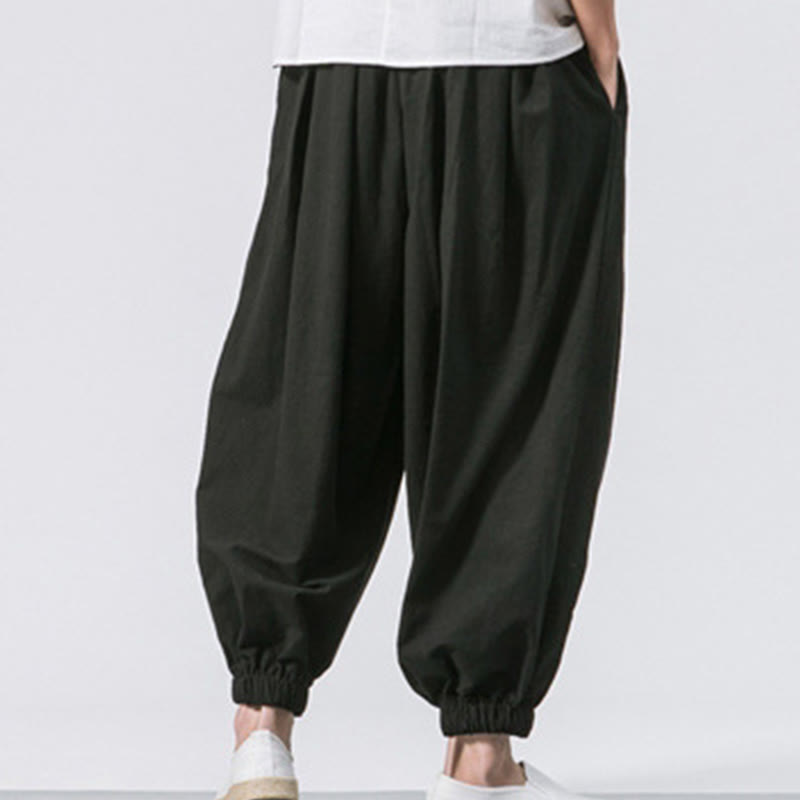 Buddha Stones Casual Sports Herren Einfarbige Baumwollhose mit Kordelzug und Taschen - image 8