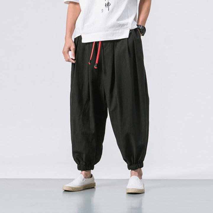 Buddha Stones Casual Sports Herren Einfarbige Baumwollhose mit Kordelzug und Taschen - image 1