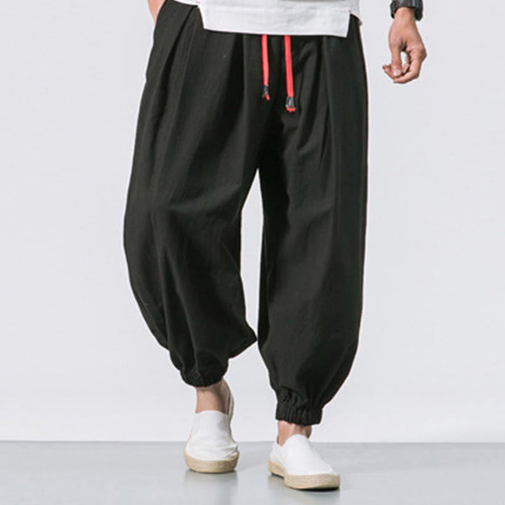 Buddha Stones Casual Sports Herren Einfarbige Baumwollhose mit Kordelzug und Taschen - image 7