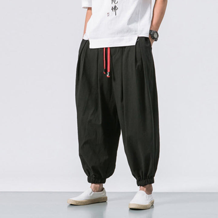 Buddha Stones Casual Sports Herren Einfarbige Baumwollhose mit Kordelzug und Taschen - image 5