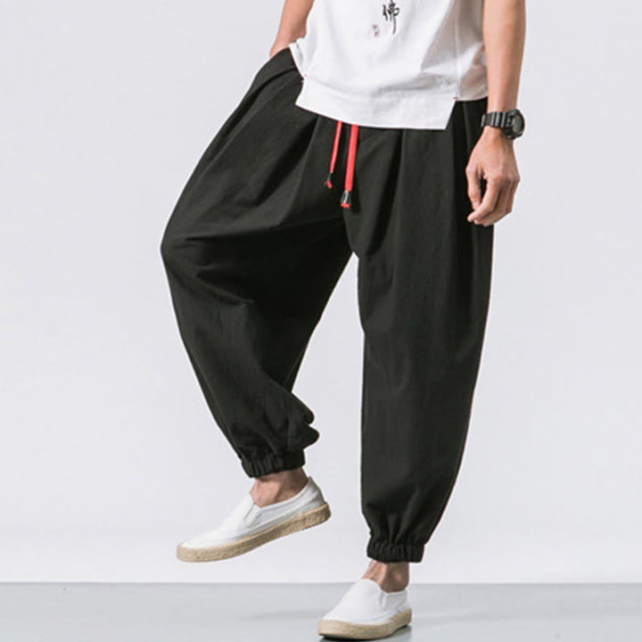 Buddha Stones Casual Sports Herren Einfarbige Baumwollhose mit Kordelzug und Taschen - image 10